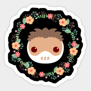 Cute Chibi Hannibal with Flower Crown Sticker